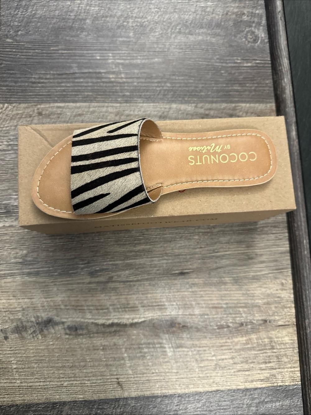 Matisse Zebra Print Slide Sandal - Black & Tan